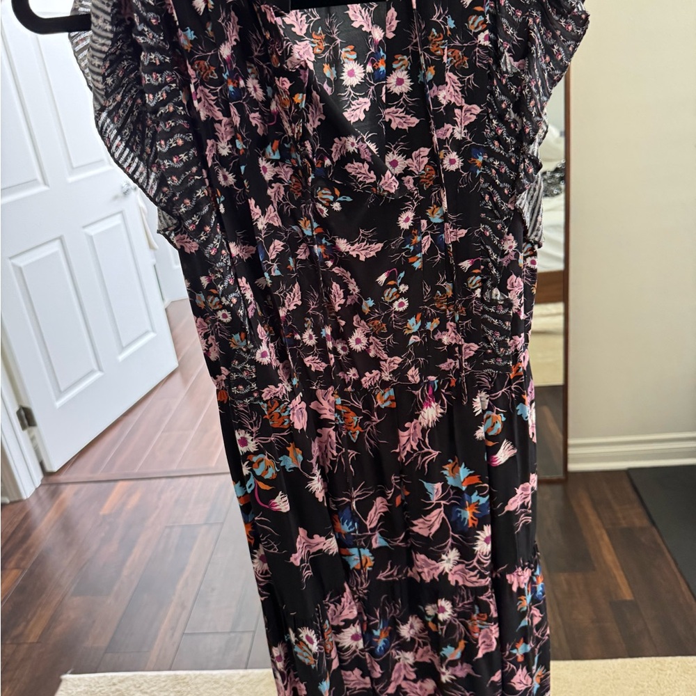 Sandro Black and Pink Floral Dress